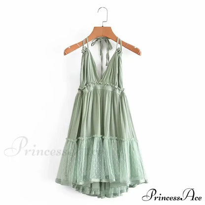 Weekend Getaway Stylish Linen Skater Dress Green / S Casual Dresses