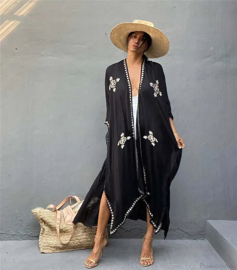White Crochet Pareos Bikini Cover Up black / One Size