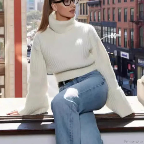 Winter Lapel Short Sweater WHITE / S