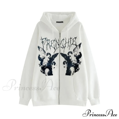 Y2K Butterfly Print Hoodies White / S Sweatshirts & Hoodies-L