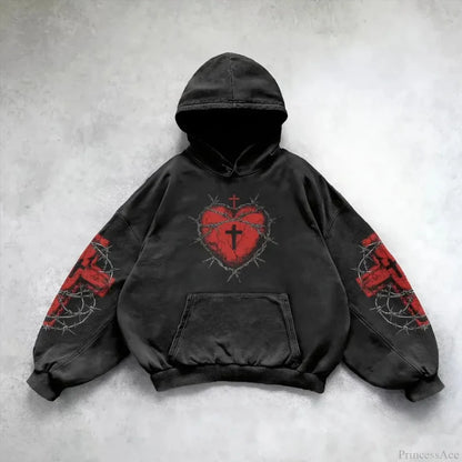Y2K Mysterious Patchwork Zipper Hoodie black1 / S