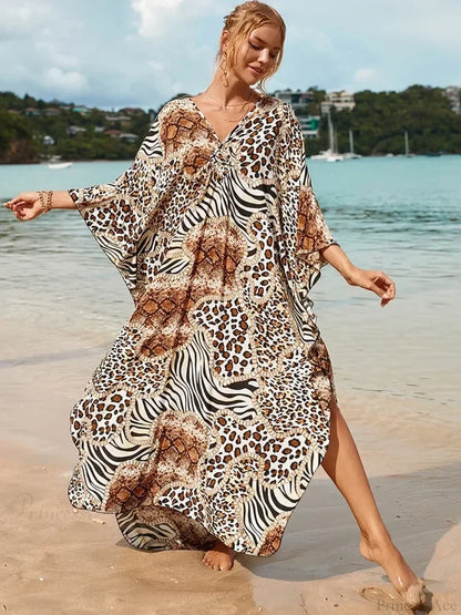 Zebra Stripes Long Dress Cover Up color7 / One Size